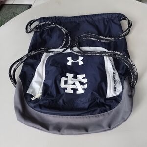 Under Armour Navy White Sackpack Drawstring Bag Unisex Collegiate Beach Travel